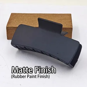 Macro view of 11cm minimalist matte black square hair claw clip with a rubberized finish