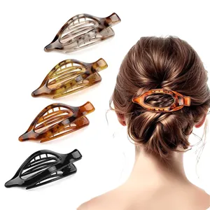 Large Flat Hair Claw Clip Leopard Print Tortoise Shell Non-Slip Hair Catch For Women French Minimalist Hairpin Accessories