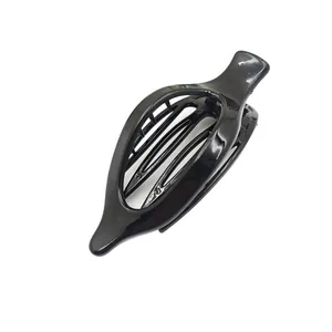 Glossy black duckbill hair clip with curved design and inner teeth for secure grip
