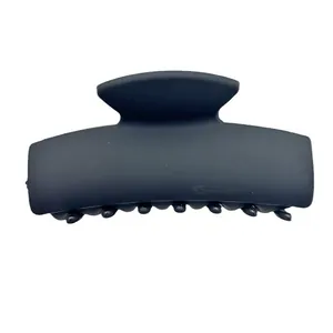 Elegant matte black rectangular hair claw clip for women stylish shark clip accessory