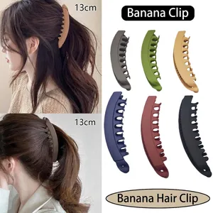 Large Matte Banana Hair Clip For Women Vertical Hair Claw For Thick Hair Simple High Ponytail Holder Elegant Hair Accessory