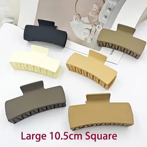 Matte Large Square Shark Hair Clip For Women Solid Color Simple Geometric Plastic Hair Claw For Thick Hair Styling Accessory