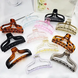 Large Matte Glossy Plastic Hair Claw Clip For Women Leopard Tortoiseshell Minimalist Strong Hold Shark Clip Hair Accessories