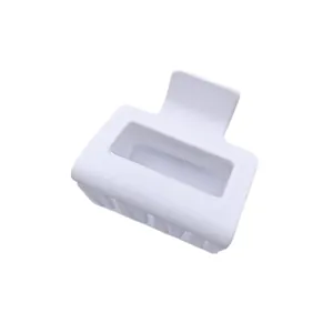 Large minimalist matte white square hair claw clip for women on a plain background
