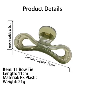 Elegant jelly green bow hair claw clip for women, 11cm minimalist matte shark clip
