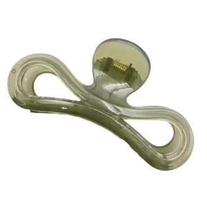 Minimalist jelly green hair claw clip in Korean style for women daily hair styling