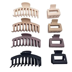 8-piece set of matte hair claw clips in neutral colors and various geometric shapes