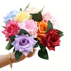 Vibrant multi-color artificial rose bouquet for wedding decor and home flower arrangement