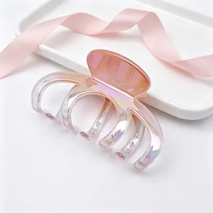 Iridescent gradient large hair claw clip with UV electroplated finish for women accessories