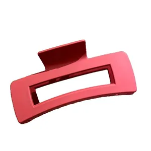 Large matte pink square hair claw clip for thick hair with stylish minimalist design