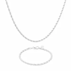 Ensemble Collier Bracelet Chaîne Torsadée Unisexe Alliage Plaqué Or Argent Chaîne Géométrique Bijoux Cadeau de Fête