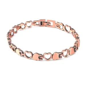 Magnettherapie-Armband aus antikem Kupfer mit verstellbarem herzförmigem Gliederdesign.