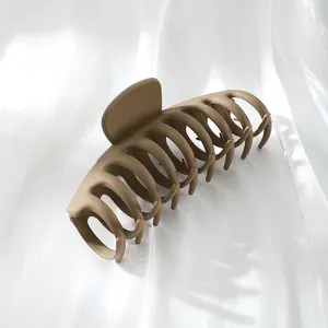 Large matte brown shark hair claw clip for thick hair styling