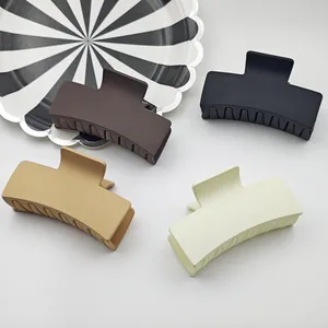 Professional matte finish solid square hair claw clips set in neutral earth tones