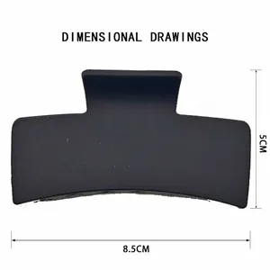 Large minimalist matte black square hair claw clip, 8.5cm hair clamp for thick hair
