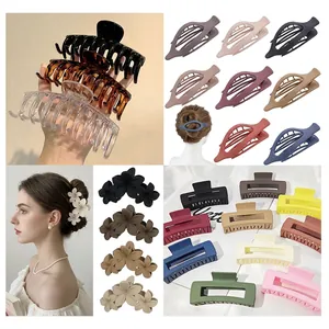 Matte Large Hair Claw Clip Set For Women Shark Clips Nonslip Strong Hold Hair Accessories Floral Geometric Square Hair Claws