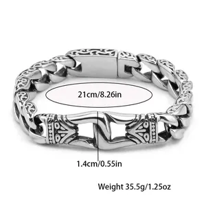 Detail of vintage totem bracelet showing 21cm length and 35.5g weight measurements