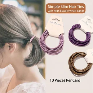 Women High Elastic Hair Bands Simple Seamless Hair Ties Thin Ponytail Holder Rubber Bands Set For Girls Daily Headwear Accessories