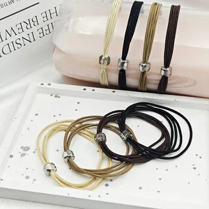 Lot d'élastiques à cheveux multi-brins haute élasticité avec perles facettées tons terre
