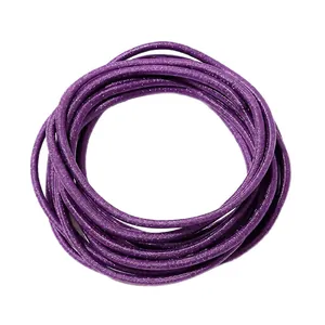 High-elasticity purple minimalist hair ties with glitter texture on a white background