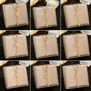 Minimalistische Roestvrijstalen Vergulde Beginletter Ketting Voor Dames Vierkante Kubus Hanger Sleutelbeenketting Sieraden