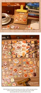 Macro view of assorted baking-themed stickers for DIY journaling and scrapbooking