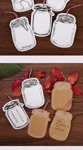 Creative Mason jar shaped paper wishing tags in white and kraft colors with twine