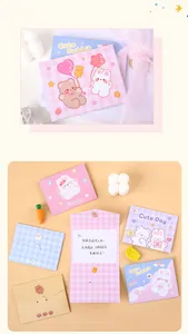 Cute cartoon bear and rabbit trifold greeting cards for festive gift messaging