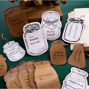 Jar-shaped paper wishing cards with Chinese inspirational quotes and string ties