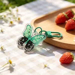 Cute green acrylic butterfly keychain bag charm for kids backpack and gift decoration