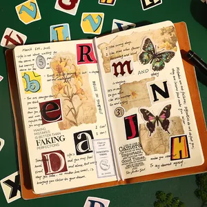 Vintage-Alphabet- und Schmetterlingsaufkleber für kreatives DIY-Scrapbooking