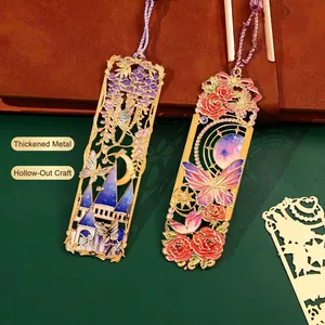 Exquisite hollow metal butterfly bookmark with rose and castle designs for reading gifts