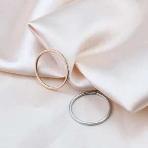Minimalist Stainless Steel Thin Ring Polished Titanium Steel Simple Geometric Round Band Jewelry For Unisex Couple Gift