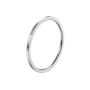 Minimalist polished silver titanium steel thin ring for men and women couple jewelry