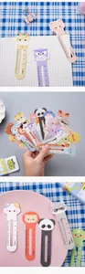 Close-up of cute cartoon animal ruler bookmarks with 5cm scale for kids and students