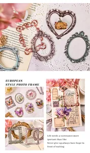 Vintage European style PET hollow photo frame stickers for decorative journaling scrapbooking