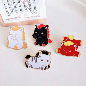 2026 Year of the Horse Enamel Pin Cartoon Horse Brooch Zinc Alloy Drip Oil Mascot Badge for Bag Clothes Accessories Gift Jewelry