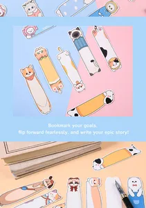 Detailed view of cute cartoon animal bookmarks with various cat and dog designs.