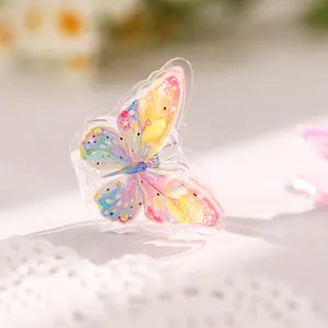 Colorata clip a farfalla in acrilico per appunti d'ufficio e decorazione diari creativa