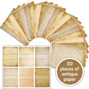50 sheets of A4 vintage antique textured paper for scrapbooking and DIY craft projects