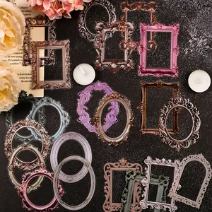 Retro PET Hollow Photo Frame Stickers Baroque Vintage Scrapbooking Supplies DIY Decorative Collage Stickers For Hand Account