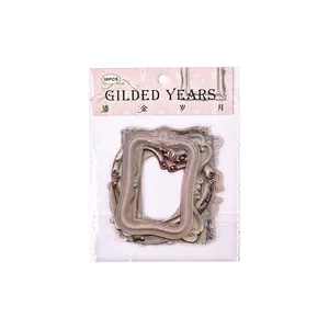 Set of 10 vintage ornate PET photo frame stickers for elegant scrapbooking decoration