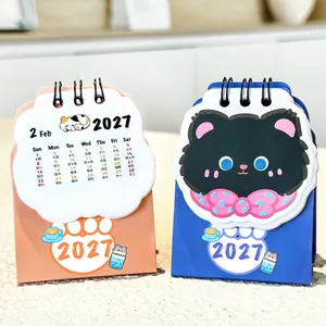 2027 cute cartoon cat mini desktop calendar for student office desk decoration ornament