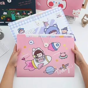 Cute Cartoon Accordion File Organizer Expanding File Folder Multi Pockets Portable Document Bag For Students School Office Storage