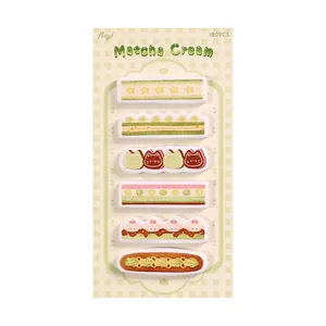 Niedliche Matcha-Creme-Dessert-Haftnotizen Index-Tabs für Schüler-Tagebuchgestaltung