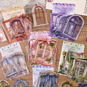 Adesivi Vintage In PET Trasparente A Forma Di Finestra Floreale Materiale Per Scrapbooking Impermeabile Estetico Per Fai Da Te