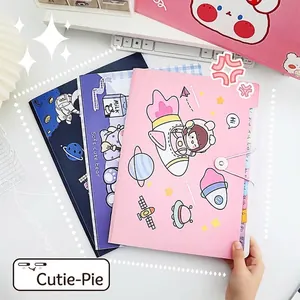 Cute cartoon expanding file folder with multi-layer organizer for students