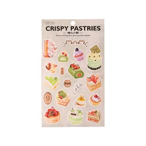 Bakery-themed decorative stickers sheet featuring watercolor dessert illustrations for journals