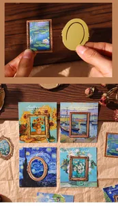 Marque-pages vintage en métal doré avec motifs de peintures à l'huile classiques
