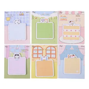 Cute cartoon cat sticky notes 6-pack for students journaling and office memo use